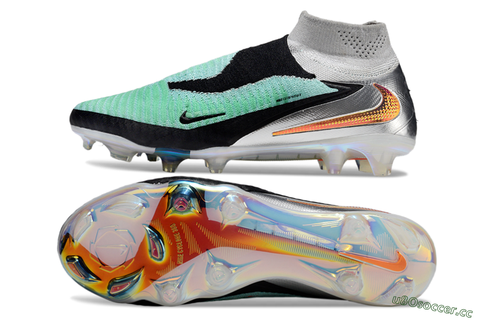 Unisex Nike Phantom 6 Elite High FG Firm Ground High-Tops Football Boots - Jade/Black/Silver/Gold 1