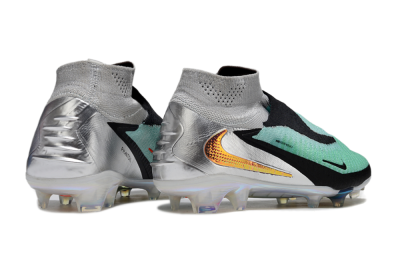 Unisex Nike Phantom 6 Elite High FG Firm Ground High-Tops Football Boots - Jade/Black/Silver/Gold