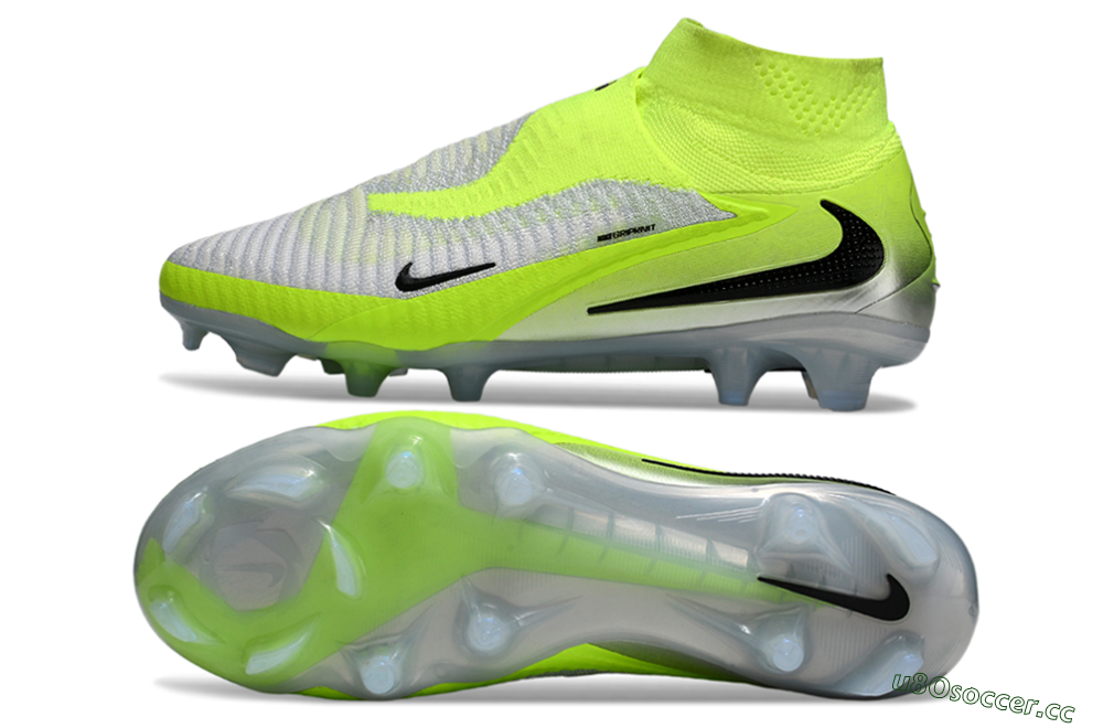 Unisex Nike Phantom 6 Elite High FG Firm Ground High-Tops Football Boots - Yellow/Black/Silver 1