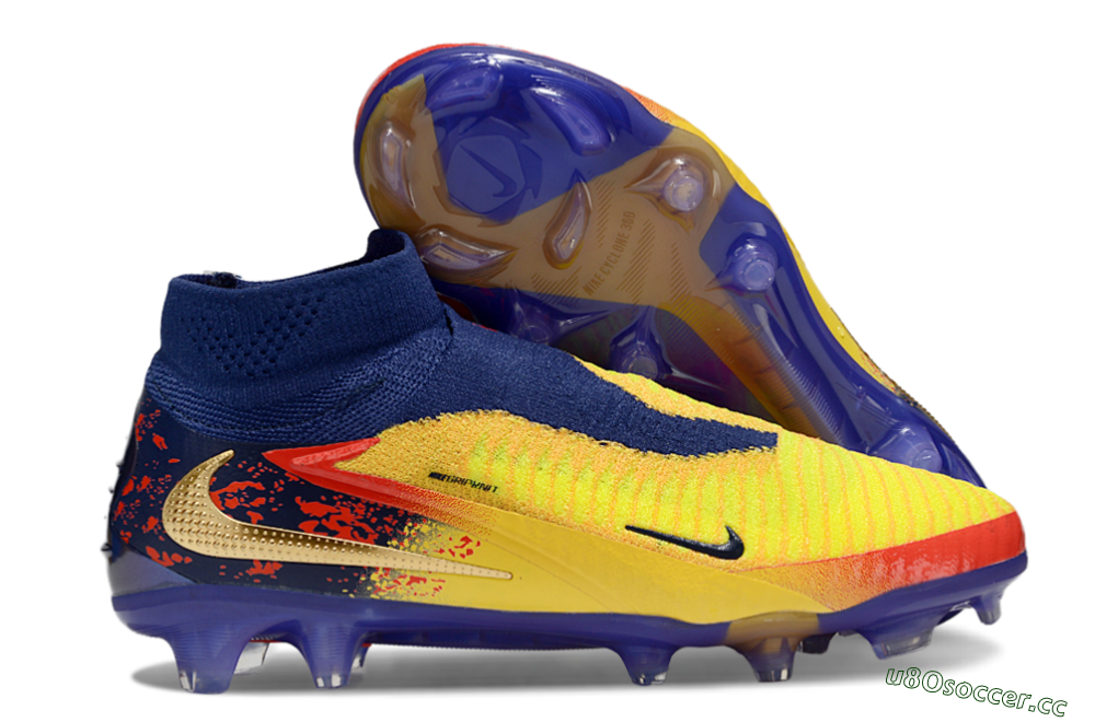 Unisex Nike Phantom 6 Elite High FG Firm Ground High-Tops Football Boots - Yellow/Red/Blue/Gold 2