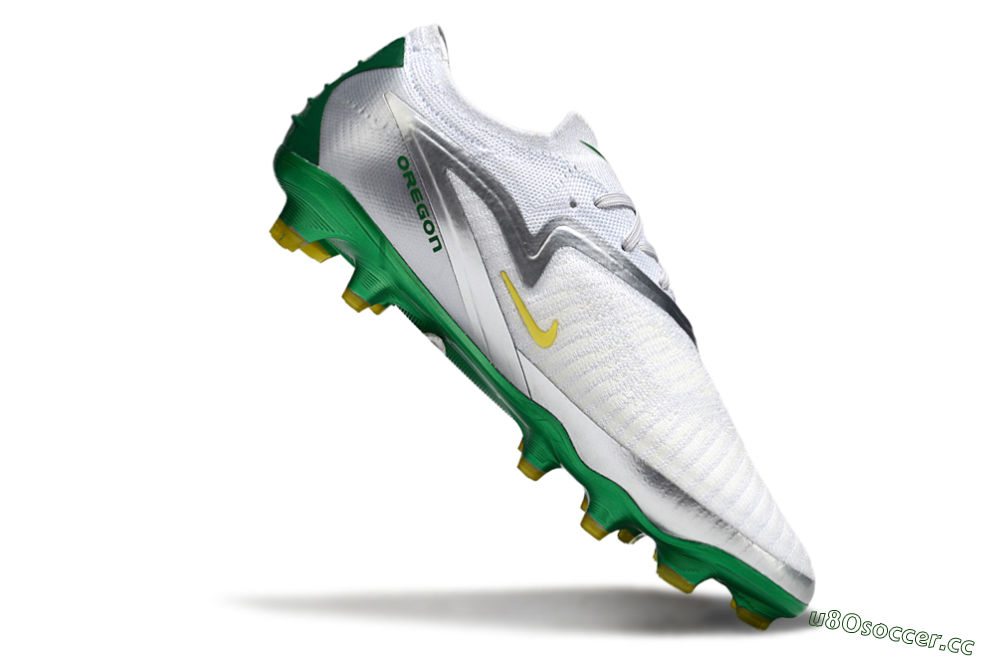 Men's Nike Phantom 6 Elite Low FG Firm Ground Low-Tops Football Boots - White/Silver/Green 4