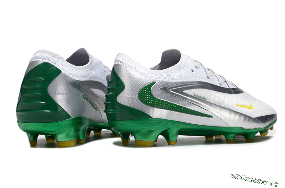 Men's Nike Phantom 6 Elite Low FG Firm Ground Low-Tops Football Boots - White/Silver/Green 6