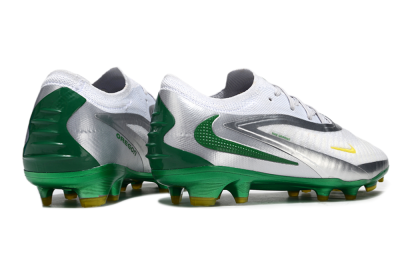 Men's Nike Phantom 6 Elite Low FG Firm Ground Low-Tops Football Boots - White/Silver/Green