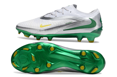 Men's Nike Phantom 6 Elite Low FG Firm Ground Low-Tops Football Boots - White/Silver/Green
