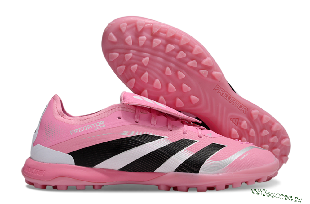 Men's Adidas Predator 25 Elite Foldover Tongue TF Artificial Turf Low-Tops Football Shoes - Pink/Silver/Black 2