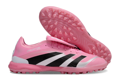 Men's Adidas Predator 25 Elite Foldover Tongue TF Artificial Turf Low-Tops Football Shoes - Pink/Silver/Black