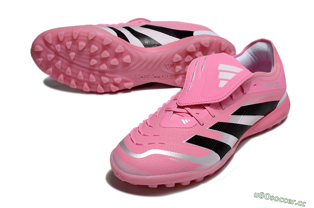 Men's Adidas Predator 25 Elite Foldover Tongue TF Artificial Turf Low-Tops Football Shoes - Pink/Silver/Black 3