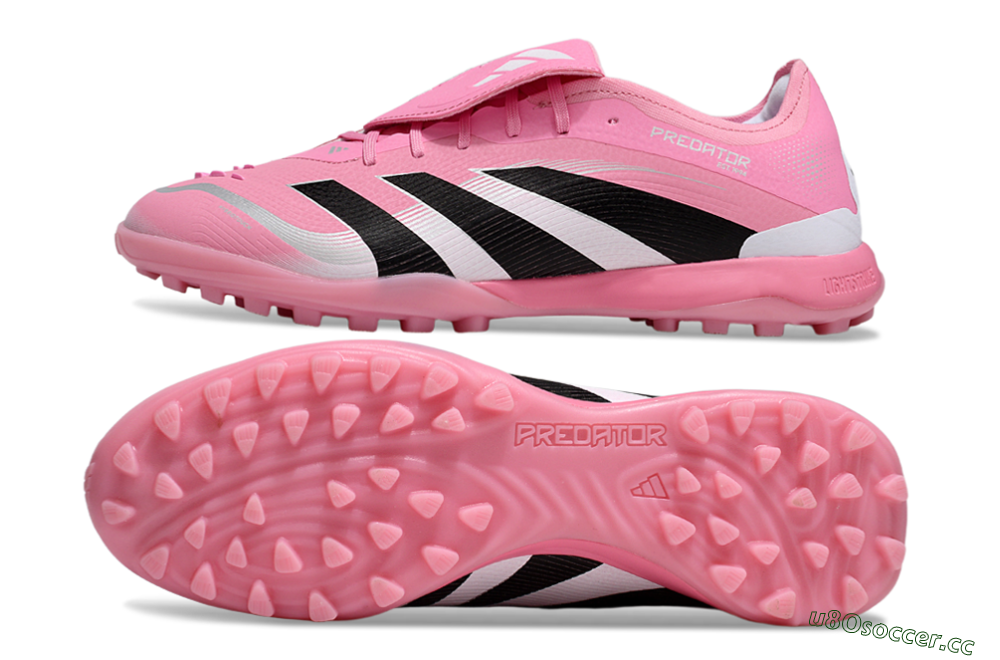 Men's Adidas Predator 25 Elite Foldover Tongue TF Artificial Turf Low-Tops Football Shoes - Pink/Silver/Black 1