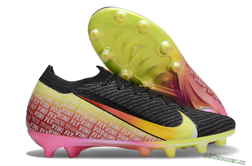 Men's Nike Air Zoom Mercurial Vapor 16 Elite AG Artificial Grass Low-Tops Football Shoes - Black/Yellow/Red 2