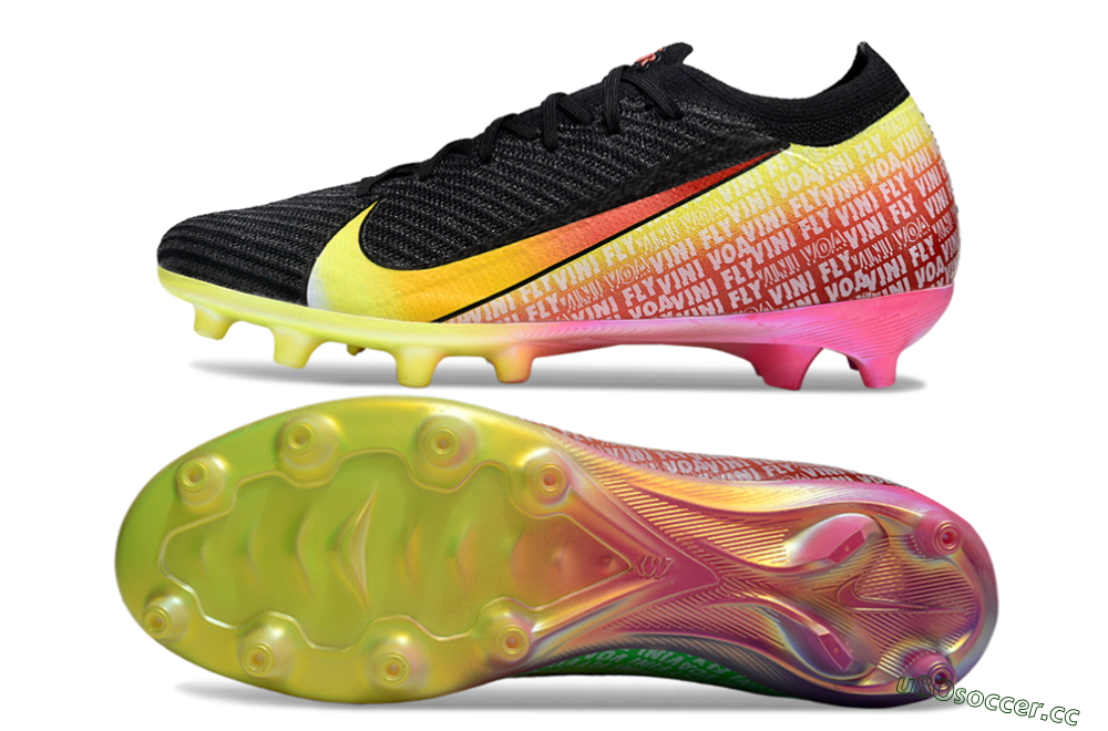 Men's Nike Air Zoom Mercurial Vapor 16 Elite AG Artificial Grass Low-Tops Football Shoes - Black/Yellow/Red 1