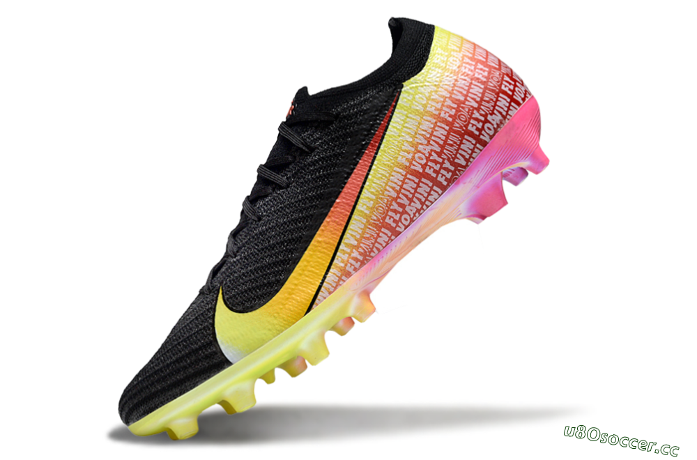 Men's Nike Air Zoom Mercurial Vapor 16 Elite AG Artificial Grass Low-Tops Football Shoes - Black/Yellow/Red 5