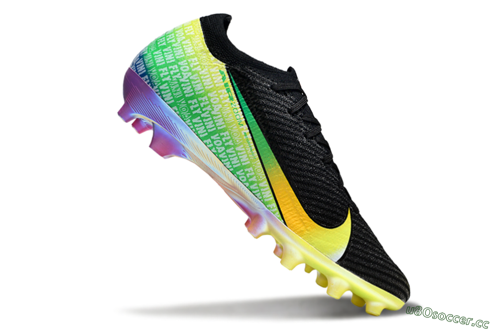 Men's Nike Air Zoom Mercurial Vapor 16 Elite AG Artificial Grass Low-Tops Football Shoes - Black/Yellow/Red 4