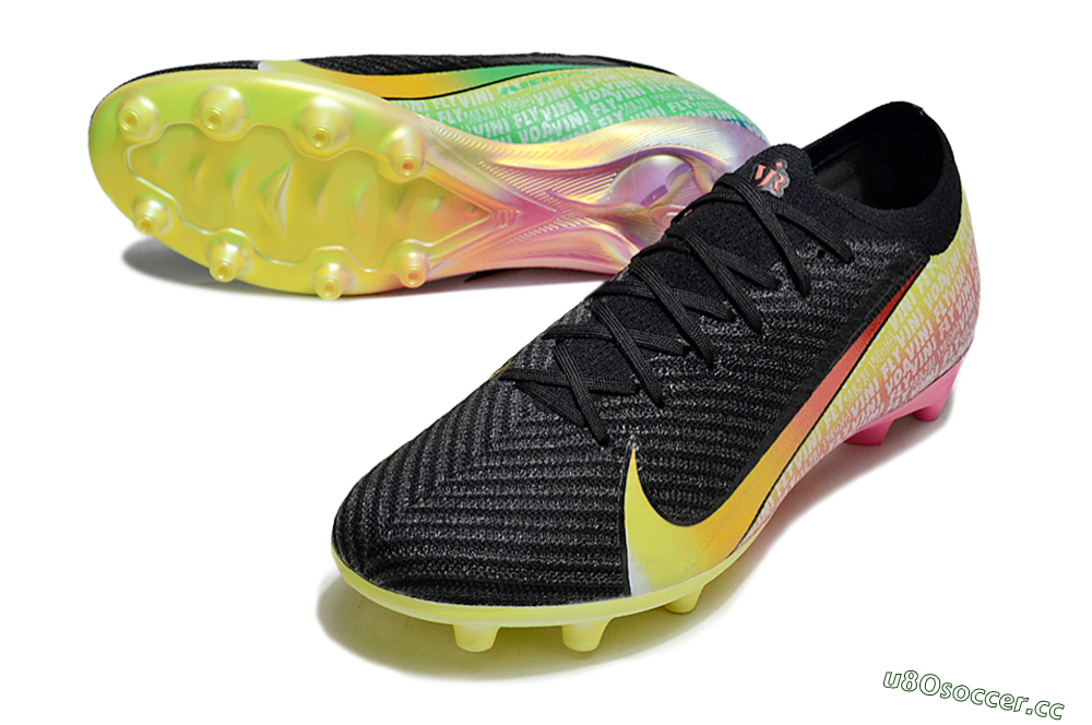 Men's Nike Air Zoom Mercurial Vapor 16 Elite AG Artificial Grass Low-Tops Football Shoes - Black/Yellow/Red 3