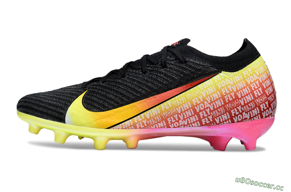 Men's Nike Air Zoom Mercurial Vapor 16 Elite AG Artificial Grass Low-Tops Football Shoes - Black/Yellow/Red 0