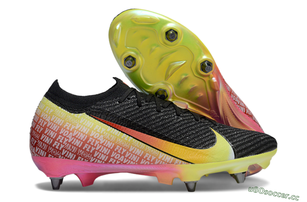 Men's Nike Air Zoom Mercurial Vapor 16 Elite SG Soft Ground Low-Tops Football Boots - Black/Yellow/Red 2