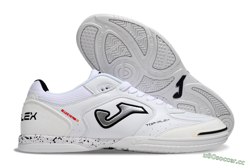 Men's Joma Top Flex IC Indoor & Futsal Low-Tops Football Shoes - White/Silver/Black 2