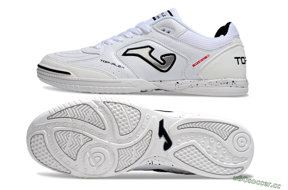 Men's Joma Top Flex IC Indoor & Futsal Low-Tops Football Shoes - White/Silver/Black 1