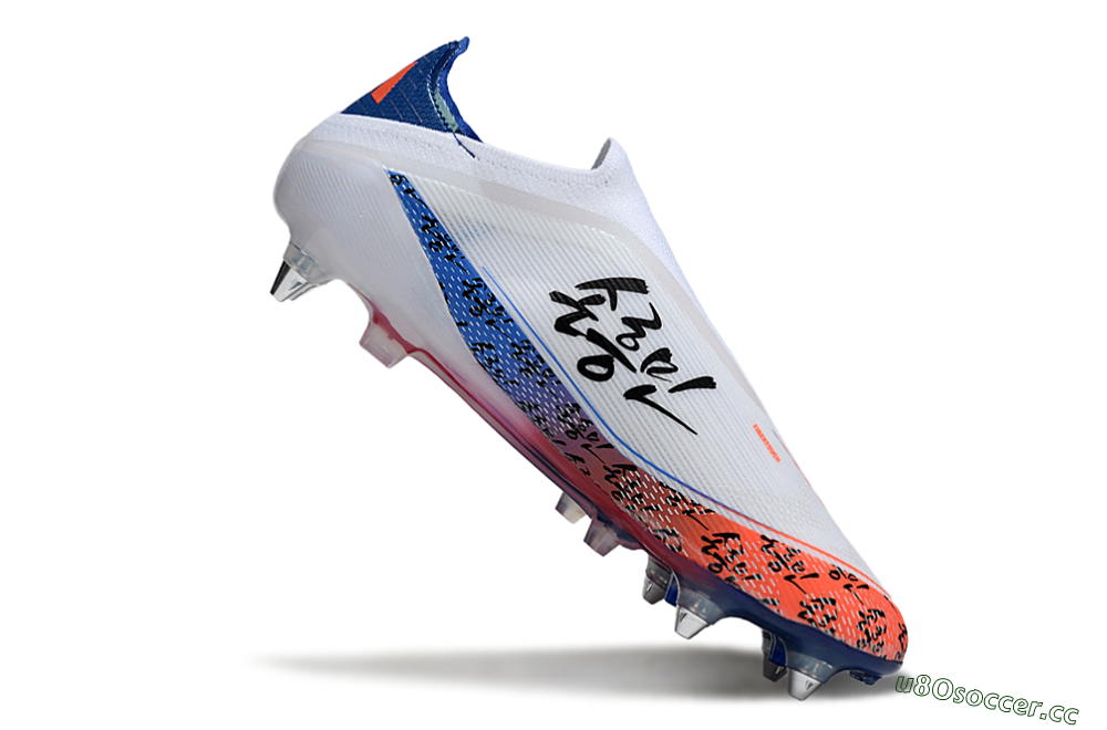 Men's Adidas F50 Elite Laceless SG Soft Ground Low-Tops Football Boots - White/Red/Blue 4