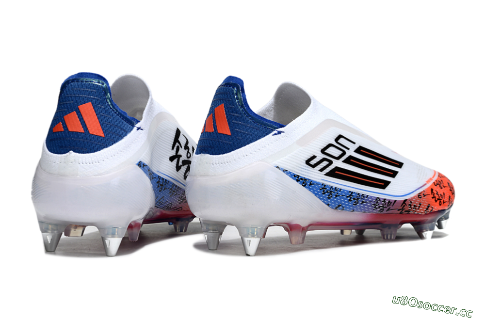 Men's Adidas F50 Elite Laceless SG Soft Ground Low-Tops Football Boots - White/Red/Blue 6