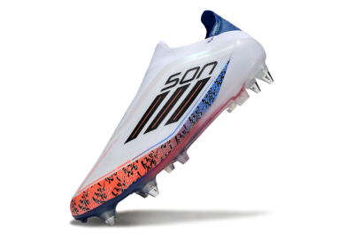 Men's Adidas F50 Elite Laceless SG Soft Ground Low-Tops Football Boots - White/Red/Blue