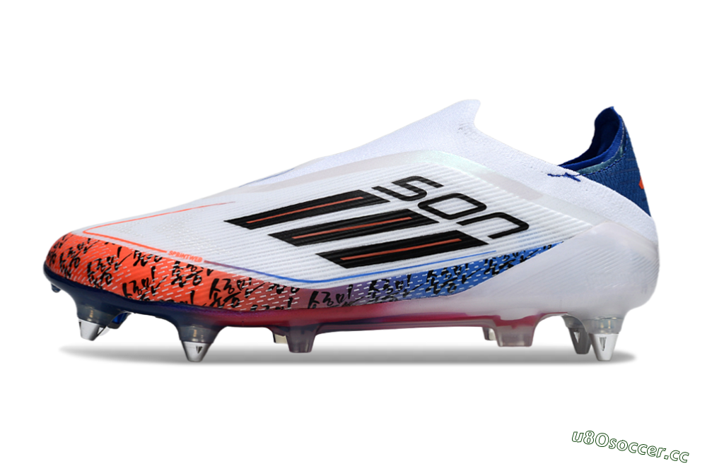 Men's Adidas F50 Elite Laceless SG Soft Ground Low-Tops Football Boots - White/Red/Blue 0