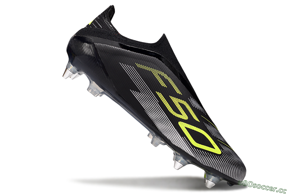 Men's Adidas F50 Elite Laceless SG Soft Ground Low-Tops Football Boots - Black/Silver/Yellow 4