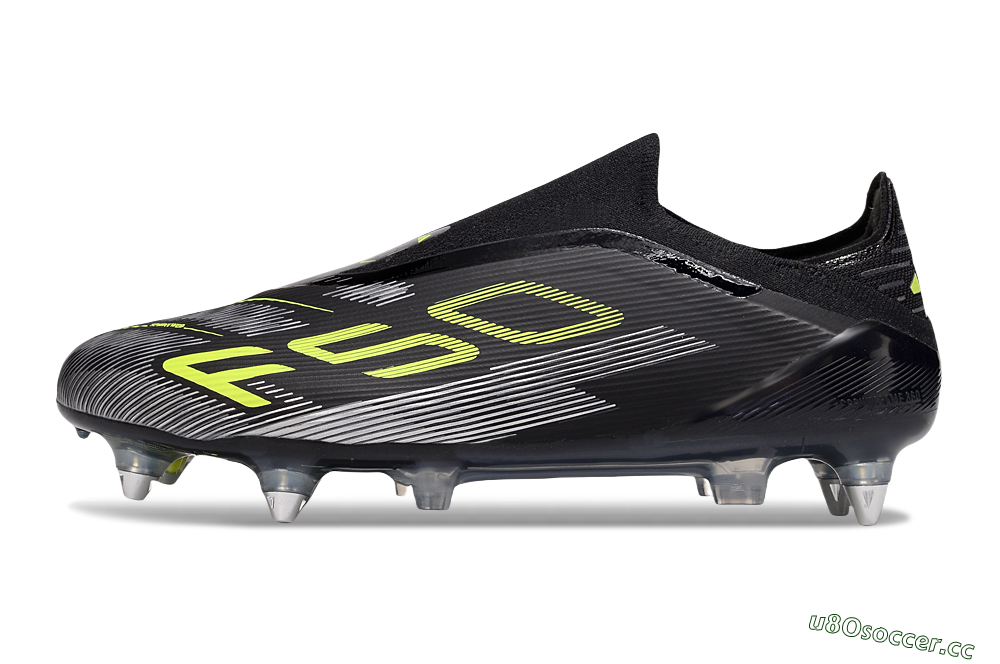Men's Adidas F50 Elite Laceless SG Soft Ground Low-Tops Football Boots - Black/Silver/Yellow 0