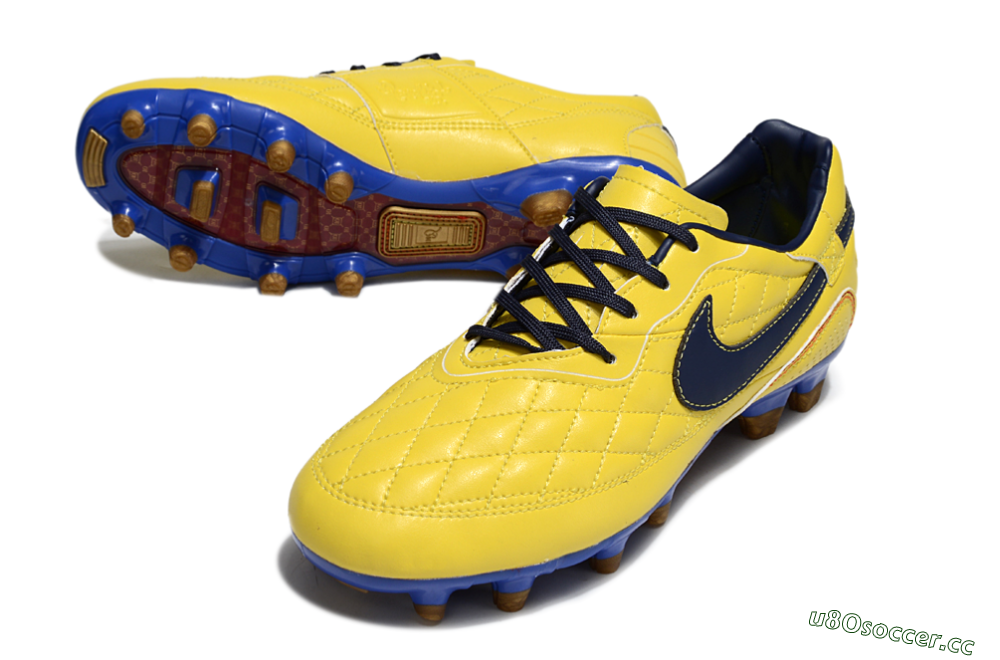 Men's Nike Tiempo Legend R10 Elite FG Firm Ground Low-Tops Football Boots - Yellow/Black/Blue 3