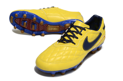 Men's Nike Tiempo Legend R10 Elite FG Firm Ground Low-Tops Football Boots - Yellow/Black/Blue