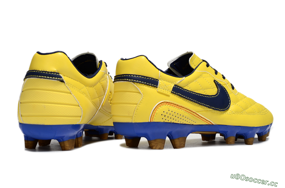 Men's Nike Tiempo Legend R10 Elite FG Firm Ground Low-Tops Football Boots - Yellow/Black/Blue 6