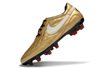 Men's Nike Tiempo Legend R10 Elite FG Firm Ground Low-Tops Football Boots - Gold/White/Red