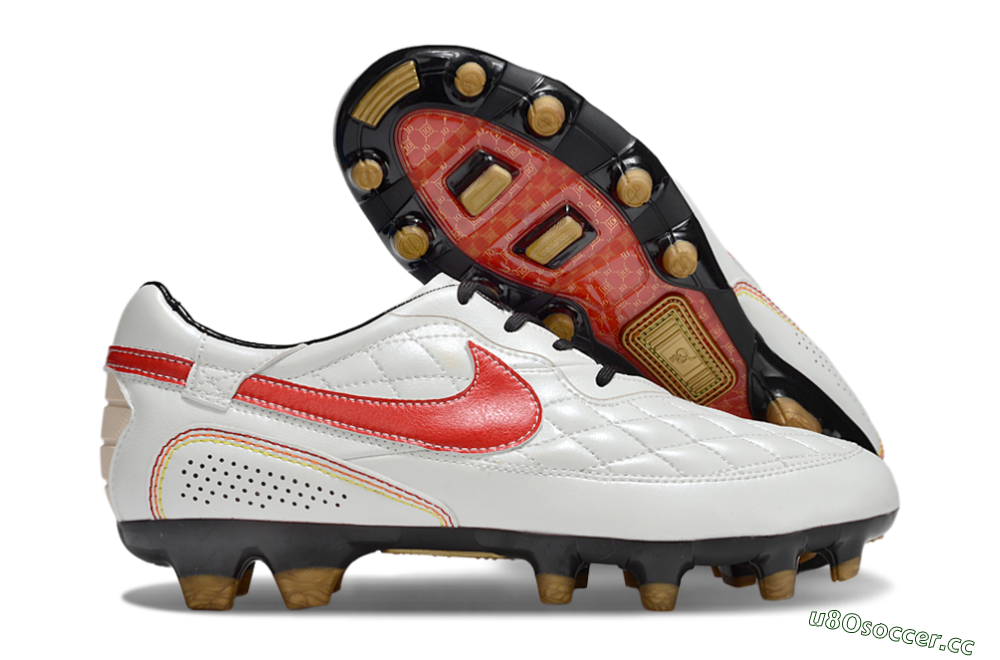 Men's Nike Tiempo Legend R10 Elite FG Firm Ground Low-Tops Football Boots - White/Red/Yellow 2