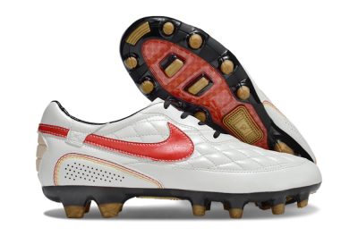 Men's Nike Tiempo Legend R10 Elite FG Firm Ground Low-Tops Football Boots - White/Red/Yellow