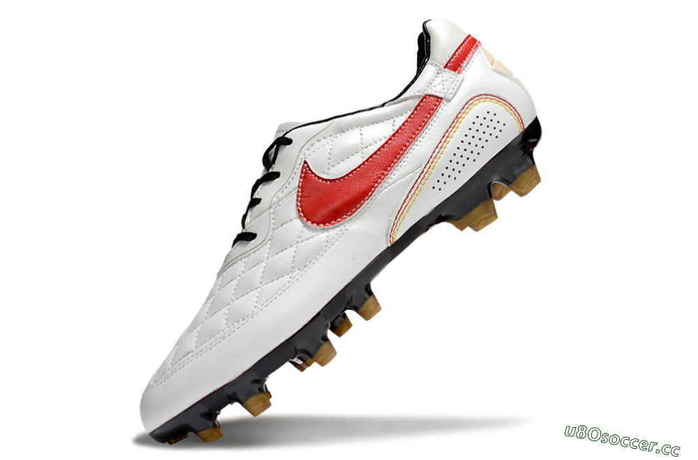 Men's Nike Tiempo Legend R10 Elite FG Firm Ground Low-Tops Football Boots - White/Red/Yellow 5
