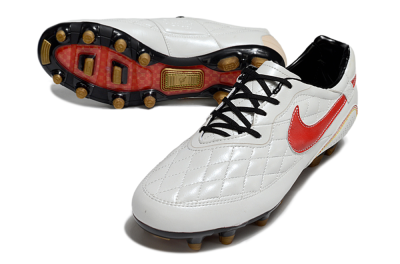 Men's Nike Tiempo Legend R10 Elite FG Firm Ground Low-Tops Football Boots - White/Red/Yellow