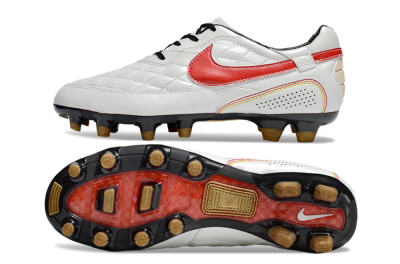 Men's Nike Tiempo Legend R10 Elite FG Firm Ground Low-Tops Football Boots - White/Red/Yellow