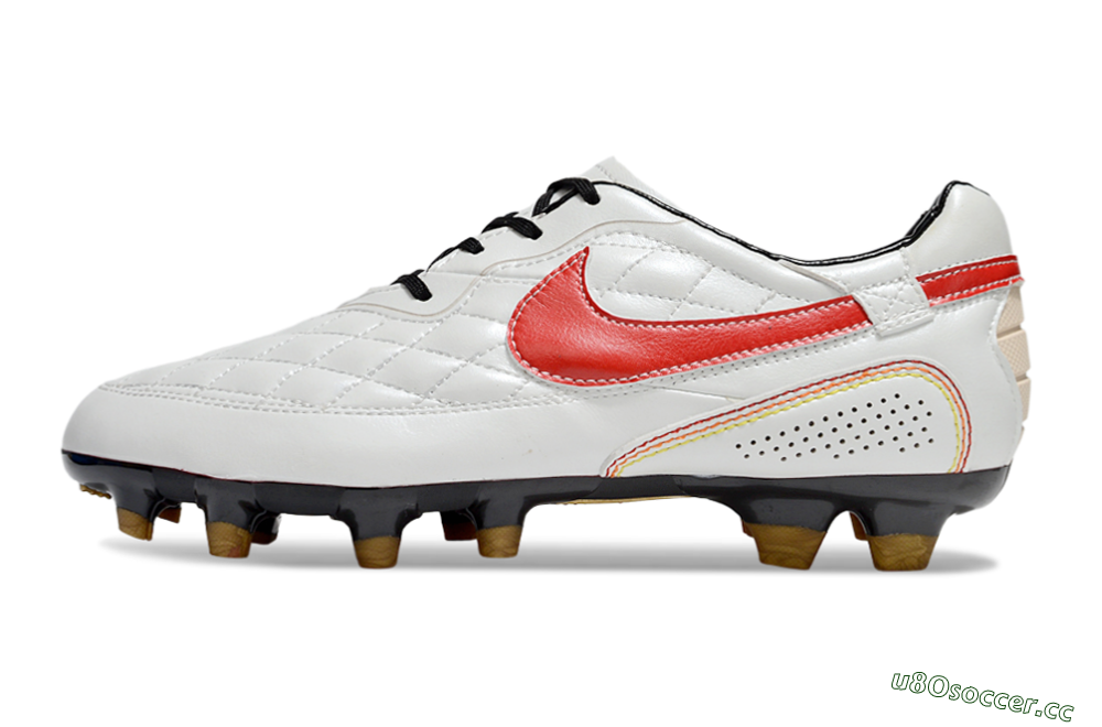 Men's Nike Tiempo Legend R10 Elite FG Firm Ground Low-Tops Football Boots - White/Red/Yellow 0