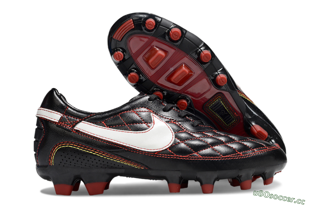 Men's Nike Tiempo Legend R10 Elite FG Firm Ground Low-Tops Football Boots - Black/Red/White 2