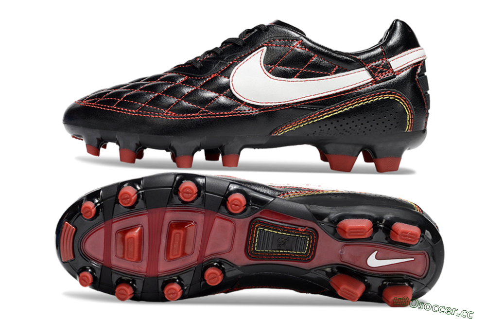 Men's Nike Tiempo Legend R10 Elite FG Firm Ground Low-Tops Football Boots - Black/Red/White 1