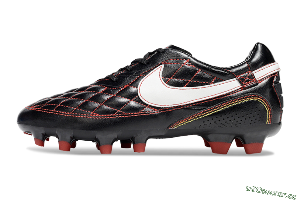 Men's Nike Tiempo Legend R10 Elite FG Firm Ground Low-Tops Football Boots - Black/Red/White 0
