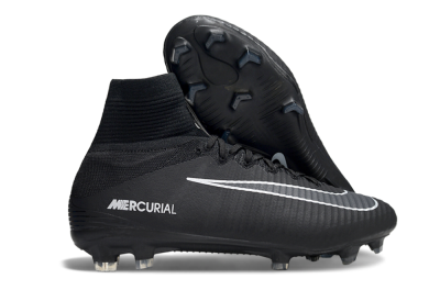 Men's Nike Zoom Mercurial Superfly 5 Elite FG Firm Ground High-Tops Football Boots - Black/White