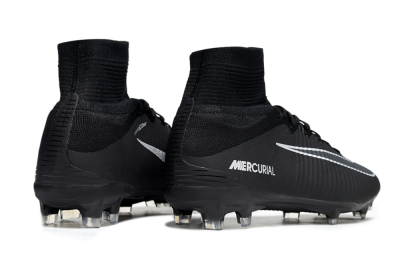 Men's Nike Zoom Mercurial Superfly 5 Elite FG Firm Ground High-Tops Football Boots - Black/White
