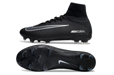 Men's Nike Zoom Mercurial Superfly 5 Elite FG Firm Ground High-Tops Football Boots - Black/White