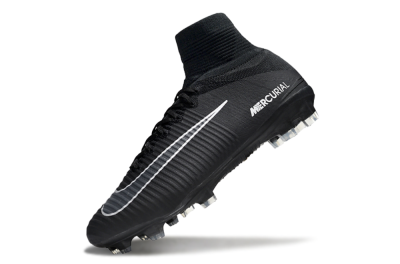 Men's Nike Zoom Mercurial Superfly 5 Elite FG Firm Ground High-Tops Football Boots - Black/White