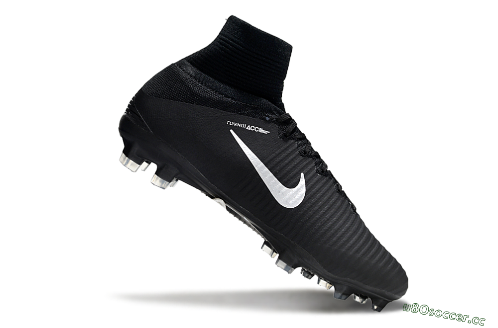 Men's Nike Zoom Mercurial Superfly 5 Elite FG Firm Ground High-Tops Football Boots - Black/White 4
