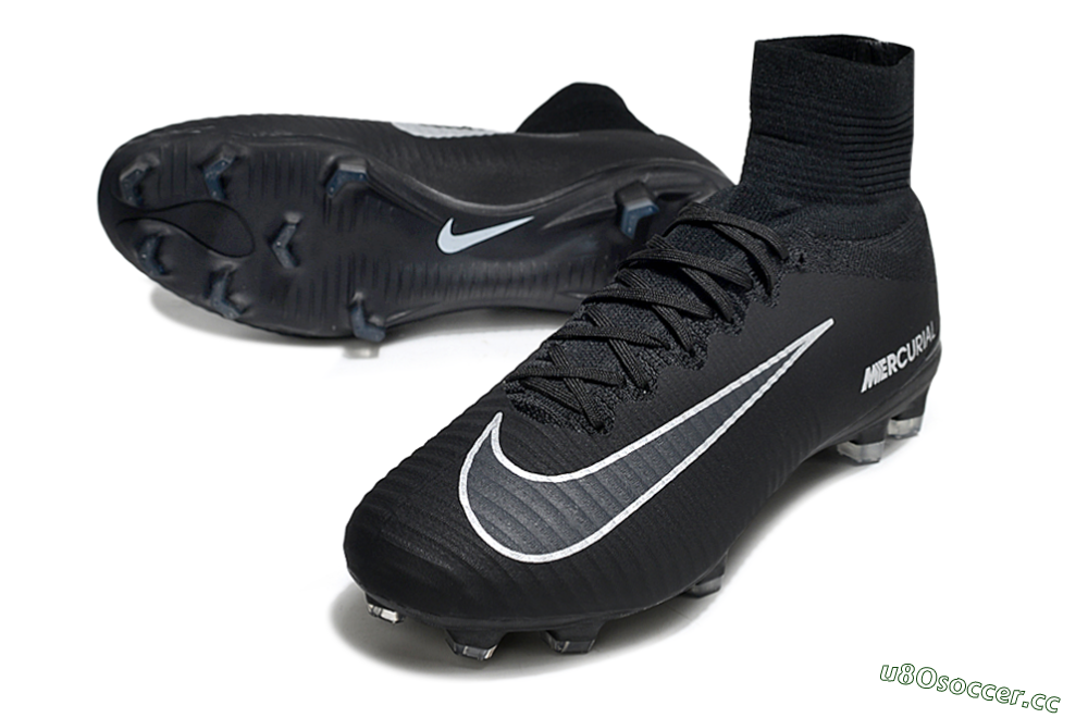 Men's Nike Zoom Mercurial Superfly 5 Elite FG Firm Ground High-Tops Football Boots - Black/White 3