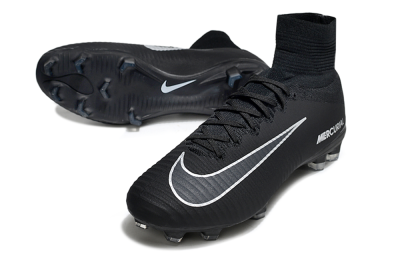 Men's Nike Zoom Mercurial Superfly 5 Elite FG Firm Ground High-Tops Football Boots - Black/White
