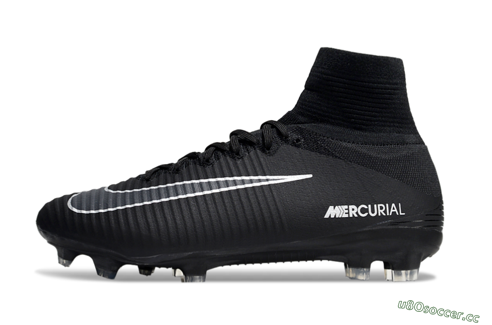 Men's Nike Zoom Mercurial Superfly 5 Elite FG Firm Ground High-Tops Football Boots - Black/White 0