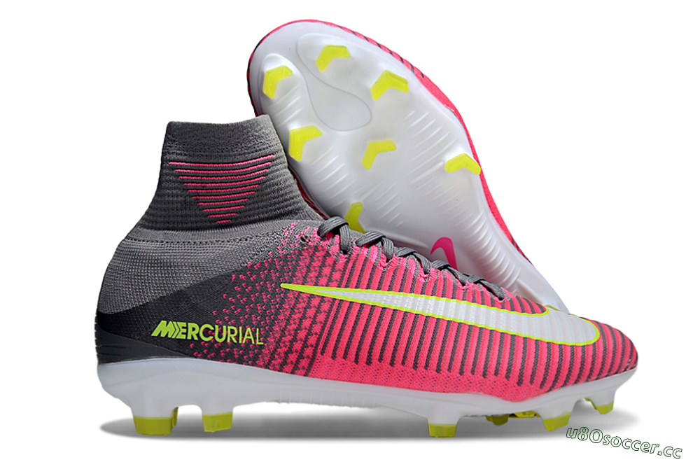 Men's Nike Zoom Mercurial Superfly 5 Elite FG Firm Ground High-Tops Football Boots - Pink/Black/Yellow 2