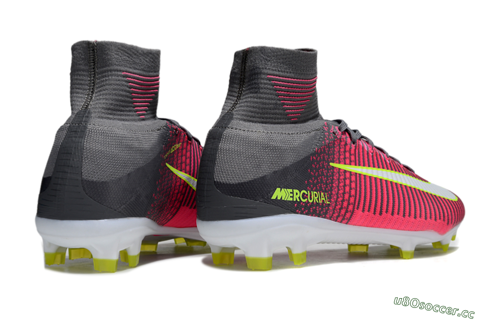 Men's Nike Zoom Mercurial Superfly 5 Elite FG Firm Ground High-Tops Football Boots - Pink/Black/Yellow 6